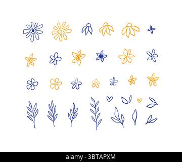 Hand gezeichnete Doodle einfache Vektor Blume Set Stock Vektor