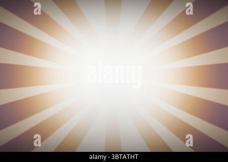 Abstraktes, radiales Sonnenmuster in flachem Design mit Farbverläufen in Beige und weiß Stockfoto