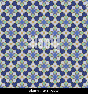 Geometrisches arabisches Mosaik bedruckbares nahtloses Muster. Islamischer bunter marokkanischer, türkischer Vektorhintergrund für Textil, Karte. Stock Vektor