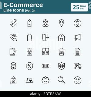 E-Commerce-Zeilensymbole (Band 2) Stock Vektor