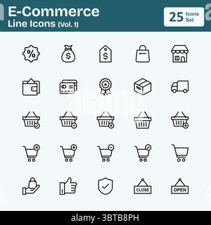 E-Commerce-Zeilensymbole (Band 1) Stock Vektor