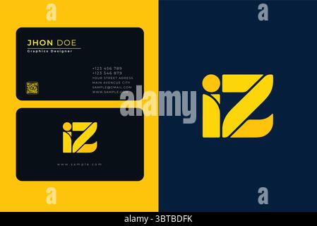 IZ Logo Design: Modernes Monogramm-Branding für Visitenkarten und Identität Stock Vektor