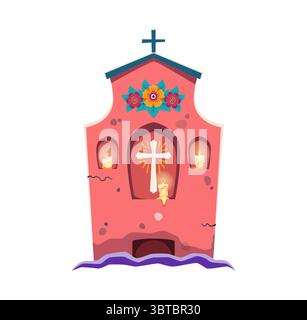 Tag der Toten Font Friedhof Grabbrief A. Mexiko Tag der Toten Feiertag Schriftvektor Element, Tod Karneval Schriftbuchstabe Buchstabe. Hispanisches Ritual Festival englisches Alphabet Zeichen oder Symbol Stock Vektor