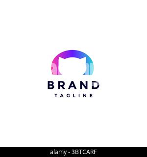 Farbenfrohes Cat Dome Home Logo-Design. Katzenkopfschatten Im Farbenfrohen Dome-Logo-Design. Stock Vektor