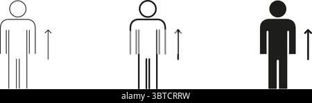 Person Mit Aufwärtspfeil Symbolgruppe. Sammlung Von Symbolen Für Wachstum, Fortschritt Und Entwicklung. Persönliche Verbesserung, Berufliche Weiterentwicklung Und Erfolg Stock Vektor