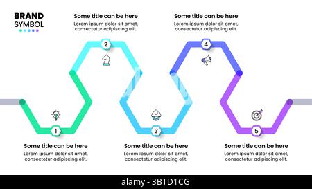 Infografik-Vorlage mit Symbolen und 5 Optionen oder Schritten. Zeitleiste. Kann für Workflow-Layout, Diagramm, Banner, webdesign verwendet werden. Vektorgrafik Stock Vektor