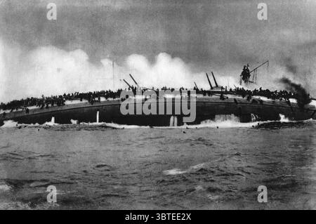 Erster Weltkrieg der Untergang des deutschen Kreuzers Blucher in der Nordsee am 24. Januar 1915 Stockfoto
