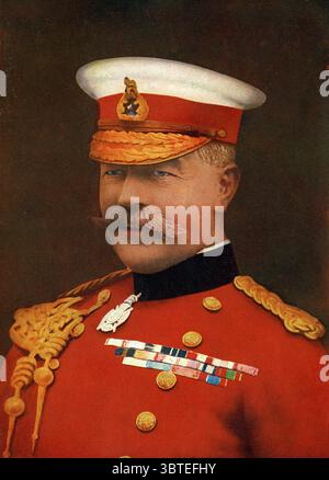 Feldmarschall Horatio Herbert Kitchener , 1. Earl Kitchener : 24. Juni 1850 - 5. Juni 1916 britischer Feldmarschall , Diplomat und Staatsmann war Kriegsminister 1914 - 1916 und starb an Bord der HMS Hampshire vor den Orkney-Inseln auf der Überfahrt nach Russland am 5. Juni 1916 Stockfoto