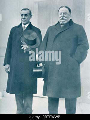 Thomas Woodrow Wilson : 28 December 1856 - 3 February 1924 President of the United States with Ex-President William Howard Taft  1912 Stockfoto