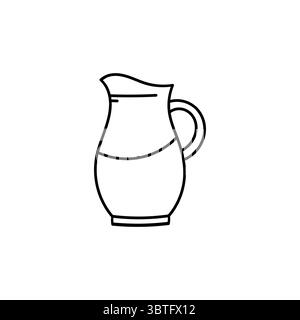 Vektorillustration eines Wasserkessels. Schwarzweißes Symbol für eine Kanne. Isoliert auf weißem Hintergrund. Stock Vektor