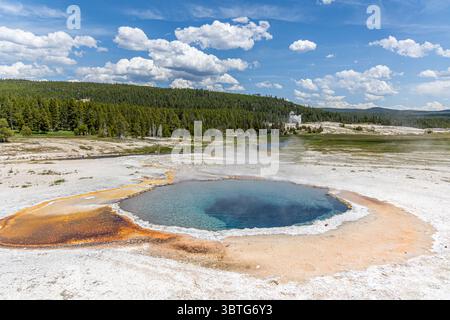 Morning Glory Pool ist eine berühmte heiße Quelle in der Morning Glory Group des Upper Geyser Basin Yellowstone Nationalpark ist ein Nationalpark Stockfoto