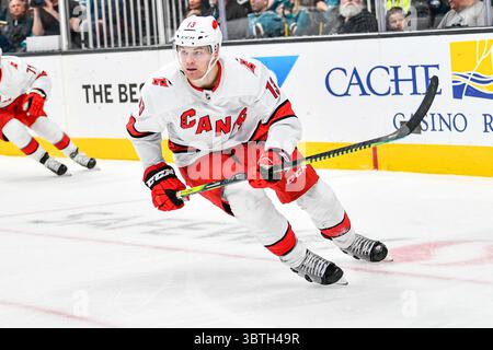 16. Oktober 2019: Die Carolina Hurricanes verließen den Flügel Warren Foegele (13) während des NHL-Spiels zwischen den Carolina Hurricanes und den San Jose Sharks im SAP Center in San Jose, Kalifornien. Chris Brown/CSM(Kreditbild: &Copy; Chris Brown/CSM via ZUMA Wire) Stockfoto