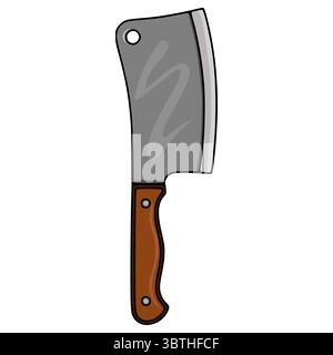 Eine Vektor-Illustration eines Beiles mit einem braunen Holzgriff, mit einer stilisierten grauen Klinge mit subtiler Textur, isoliert auf einem weißen Hintergrund. Stock Vektor