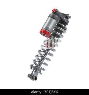 Roter und silberner Stoßdämpfer auf transparentem Hintergrund 3D Stockfoto