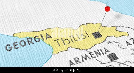 Georgien, Tiflis – Pin auf politische Karte schieben – 3D-Illustration Stockfoto