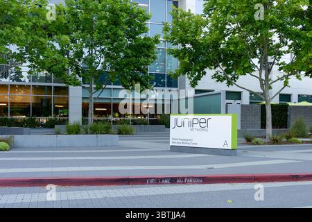 Hauptsitz von Juniper Networks in Sunnyvale, Kalifornien, USA Stockfoto
