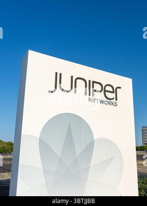 Juniper Networks unterzeichnen am Hauptsitz in Sunnyvale, Kalifornien, USA Stockfoto