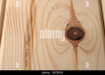 Hölzerner Hintergrund aus strukturiertem Licht, unlackiertem Panel, Nahaufnahme, hohe Auflösung mit Makrofotografie mit Unschärfeeffekt Stockfoto