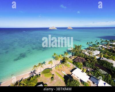 Januar 2014, Kailua, Hawaii, Vereinigte Staaten: Luftaufnahme von Lanikai Beach, Oahu, Hawaii (Foto: © Mark A Johnson/Amazing Aerial Via ZUMA Wire) Stockfoto
