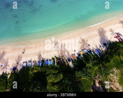 1. Januar 2014, Kailua, Hawaii, Vereinigte Staaten: Luftansicht von Schatten von Kokospalmen auf Lanikai Beach, Oahu, Hawaii (Bild: © Mark A Johnson/Amazing Aerial Via ZUMA Wire) Stockfoto