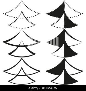 Baumartige Formen. Abstrakte Kiefernformen. Geometrische Waldelemente. Vektorgrafik. Stock Vektor