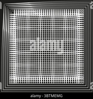 Abstraktes verzerrtes Raster. Optische Illusionsquadrate. Dynamische geometrische Darstellung. Moderner Vektor-Hintergrund. Stock Vektor