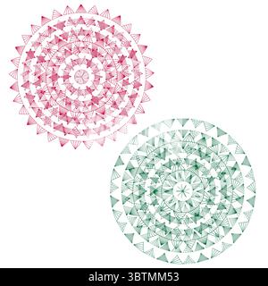 Abstraktes Radialmuster. Komplizierte Kreislinien. Spiritueller Mandala-Vektor. Dekoratives Kunstelement. Stock Vektor