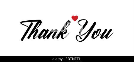 Dankeschön-Skript mit Red Heart – Danksagung Stock Vektor