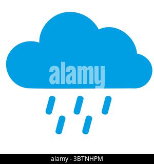 Blaue Wolke mit Regentropfen-Symbol auf weißem Hintergrund Stock Vektor