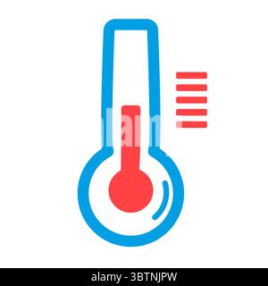 Rotes und blaues Thermometersymbol zur Anzeige steigender Temperatur Stock Vektor