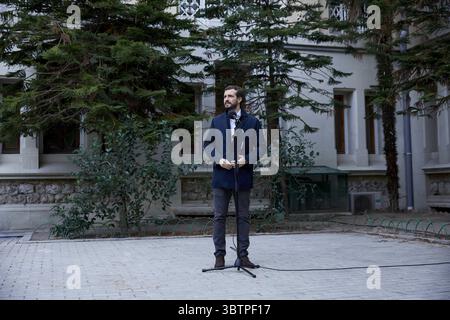 10. November 2019, Madrid, Spanien: Pablo Casado spricht nach der Wahl an der Nuestra Senora del Pilar Schule in Madrid. (Credit Image: © Legan P. Mace/SOPA Images via ZUMA Wire) Stockfoto