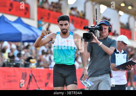 Brescia, Italien. Juli 2025. GOUANED Mohamed Ali (ALG) während des Grand Prix di Brescia, internationales Leichtathletikspiel in Brescia, Italien, 15. Juli 2025 Credit: Independent Photo Agency/Alamy Live News Stockfoto