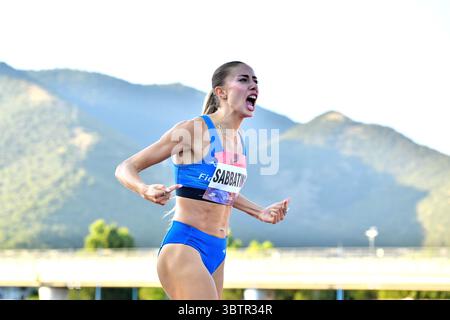Brescia, Italien. Juli 2025. Gaia Sabatini (ITA) während des Grand Prix di Brescia, internationales Leichtathletikspiel in Brescia, Italien, 15. Juli 2025 Credit: Independent Photo Agency/Alamy Live News Stockfoto