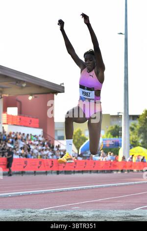Brescia, Italien. Juli 2025. PEREZ HERNANDEZ Leyanis (JUNGTIER) während des Grand Prix di Brescia, internationales Leichtathletikspiel in Brescia, Italien, 15. Juli 2025 Credit: Independent Photo Agency/Alamy Live News Stockfoto