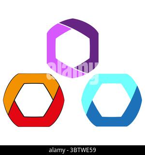 Geometrische Sechskantformen. Bunte Polygonfiguren. Abstrakte moderne Formen. Vektor-lebendige Elemente Stock Vektor