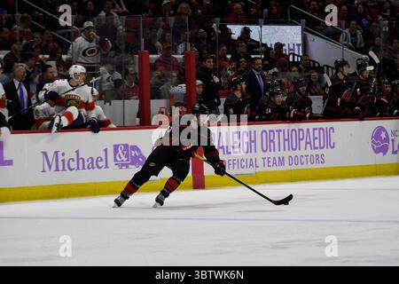 23. November 2019: Carolina Hurricanes Center Warren Foegele (13) während des NHL-Spiels zwischen den Florida Panthers und Carolina Hurricanes in der PNC Arena in Raleigh, NC. Brian McWalters/CSM(Kreditbild: &Copy; Brian Mcwalters/CSM via ZUMA Wire) Stockfoto