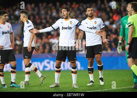 27. November 2019, Valencia, Spanien: Daniel Parejo aus Valencia reagiert beim Spiel der Gruppe H der UEFA Champions League zwischen Valencia und Chelsea am 27. November 2019 im Mestalla Stadium in Valencia (Spanien) (Foto: © AFP7 Via ZUMA Wire) Stockfoto