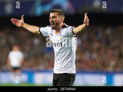 27. November 2019, Valencia, Spanien: Jose Luis Gaya aus Valencia reagiert beim Spiel der Gruppe H der UEFA Champions League zwischen Valencia und Chelsea am 27. November 2019 im Mestalla Stadium in Valencia (Spanien) (Foto: © AFP7 Via ZUMA Wire) Stockfoto