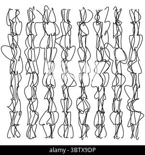 Vertikale gekrümmte Linien. Organisches Wellenmuster. Abstrakter Vektorfluss. Flüssige Bewegungsgrafik Stock Vektor