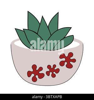 Sukkulenten im Topf. Grüne Kaktus-Illustration. Wohnkultur Vektor. Blütenelement. Stock Vektor