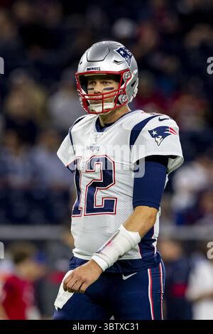Dezember 2019, Houston, Texas, USA: 1. Dezember, 2019: New England Patriots Quarterback Tom Brady (12) vor dem Spiel gegen die Houston Texans im NRG Stadium in Houston, Texas. (Bild: © Maria Lysaker/ZUMA Wire) Stockfoto