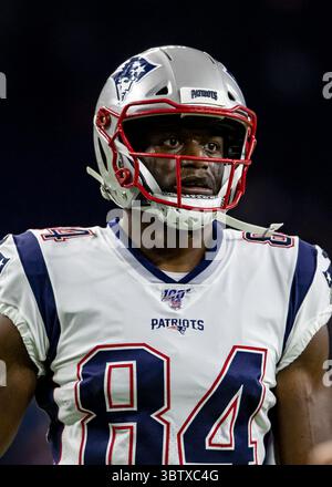 Dezember 2019, Houston, Texas, USA: 1. Dezember, 2019: New England Patriots Tight End Benjamin Watson (84) vor dem Start des Spiels gegen die Houston Texans im NRG Stadium in Houston, Texas. (Bild: © Maria Lysaker/ZUMA Wire) Stockfoto