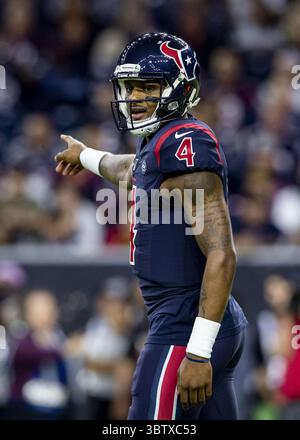 Dezember 2019, Houston, Texas, USA: 1. Dezember, 2019: Houston Texans Quarterback Deshaun Watson (4) im ersten Quartal des Spiels gegen die New England Patriots im NRG Stadium in Houston, Texas. (Bild: © Maria Lysaker/ZUMA Wire) Stockfoto