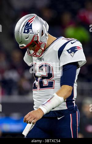 Dezember 2019, Houston, Texas, USA: 1. Dezember, 2019: der New England Patriots Quarterback Tom Brady (12) verlässt das Feld während des Spiels gegen die Houston Texans im NRG Stadium in Houston, Texas. (Bild: © Maria Lysaker/ZUMA Wire) Stockfoto