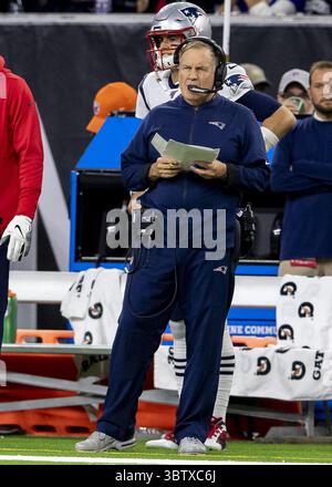 Dezember 2019, Houston, Texas, USA: 1. Dezember, 2019: Bill Belichick, Cheftrainer der New England Patriots, reagiert auf ein Spiel im NRG Stadium in Houston, Texas. (Bild: © Maria Lysaker/ZUMA Wire) Stockfoto