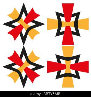 Abstrakte geometrische Formen. Dynamischer Farbvektor. Sich schneidendes Formularmuster. Illustration moderner Kunst. Stock Vektor