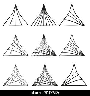 Geometrische Dreiecksformen. Abstraktes Linienmuster. Minimalistischer Pyramidenvektor. Modernes Designelement. Stock Vektor
