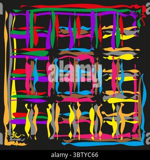 Abstrakte Pinselstriche. Bunte, chaotische Linien. Künstlerisches Vektormuster. Moderne Grunge-Textur. Stock Vektor