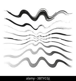Wellige Pinselstriche. Abstrakte Fluidlinien. Dynamische Vektortextur. Grunge-Kunstelement Stock Vektor