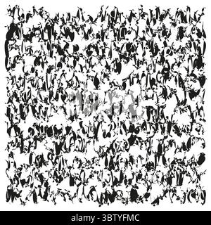 Abstraktes Linienmuster. Chaotische Pinselstriche. Monochrome Vektorstruktur. Verzerrter grafischer Hintergrund. Stock Vektor